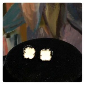 Nordstrom Jewelry - White & silver clover enamel post back earrings Nordstrom Jewelry - White & silver clover enamel post back earrings